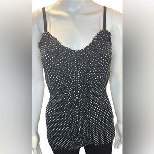 WHITE HOUSE BLACK MARKET Black/White Polka Dot Womens Stretch Tank Top Size S